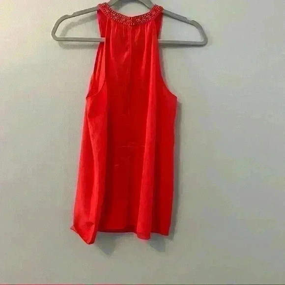 Lilly Pulitzer Silk Coral Sleeveless Blouse with Decorative Neck Size S Small - Picture 4 of 10